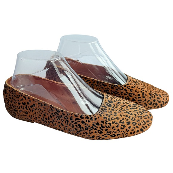 Madewell The Cory Flat in Leopard Calf Hair Leather Ballet Classic Preppy Size 8 - Picture 1 of 15